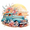 Decorative Elements for Wedding Vehicles in a Seaside-Themed Setting