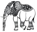 Elephant head zentangle stylized. Hand drawn pattern with elephant logo.