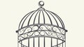 Decorative empty bird cage outline, symbolizing freedom or artistry, vector design Generative AI Royalty Free Stock Photo