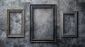 Decorative Empty Picture Frames on Grungy Textured Wall Surface Royalty Free Stock Photo