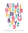 Decorative English alphabet. Bright, juicy lettering. Letter. Vector handwritten script. Bright font. ABC Painted Letters. Modern