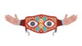 Decorative Ethnic Belt with Stylized Eyes, vector design Generative AI Royalty Free Stock Photo
