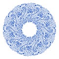 Isolated blue round floral gzhel decoration