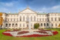 Decorative facade of Baroque style Krasinski Palace in Warsaw seen from the garden, Poland. Royalty Free Stock Photo