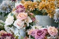Decorative fake flowers with beautiful colors for interiors