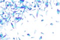 Decorative falling confetti scatter vector illustration. Blue hologram elements festival vector.