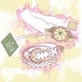 Decorative fashion illustration of women's belts