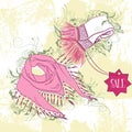 Decorative fashion illustration of women's scarves