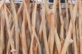 Decorative fence made of sticks. Interior solution in loft style Royalty Free Stock Photo