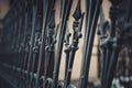 A decorative fence. wrought iron fence