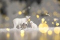 Decorative figurines of a Christmas theme. Statuettes of a family of polar bears. Christmas tree decoration. Festive decor, warm Royalty Free Stock Photo