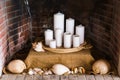 Decorative fireplace with candles