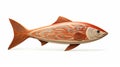Sleek Carved Wood Fish: Digital Illustration With Intricate Details Royalty Free Stock Photo