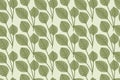 Decorative flat vector twig with leaves. Natural plant seamless pattern, sketch style.