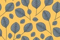 Decorative flat vector twig with leaves. Natural plant seamless pattern, sketch style.