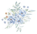 Decorative flax bouquet hand drawn aquarelle illustration