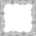 Decorative floral adult coloring page frame black and white isolated on white Royalty Free Stock Photo