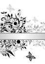 Decorative floral banner (black and white) Royalty Free Stock Photo