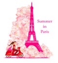 Decorative floral banner - couple on vacation in Paris Royalty Free Stock Photo