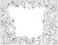 Decorative floral Coloring page black on white