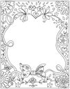 Decorative floral Coloring page black on white