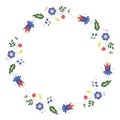 Decorative floral frame. Ethnic embroidery round border Royalty Free Stock Photo