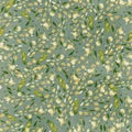 Decorative floral greenery watercolor seamless repeat pattern Royalty Free Stock Photo