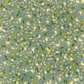 Decorative floral greenery watercolor seamless repeat pattern