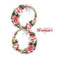 Decorative floral with 8march womens day card design