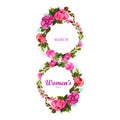 Decorative floral with 8march womens day card design Royalty Free Stock Photo