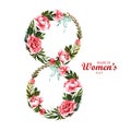 Decorative floral with 8march womens day card design Royalty Free Stock Photo