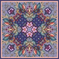 Decorative floral ornament. Bandana prints, kerchief design, tablecloths and napkins.