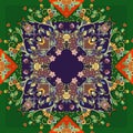 Decorative colorful floral ornament. Can be used for cards, bandana prints, kerchief design Royalty Free Stock Photo