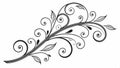 Decorative floral scroll element with leaves and tendrils vector design Generative AI Royalty Free Stock Photo