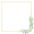 Decorative floral square frame watercolor raster illustration