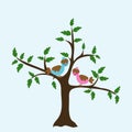 Decorative floral tree and bird, vector Royalty Free Stock Photo