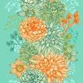 Decorative floral vertical seamless border