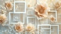 Soft Peach Floral Background with Geometric Frames Royalty Free Stock Photo