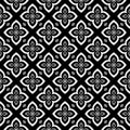 Decorative flower black and white seamless repeated geometric pattern background. Textile, books,