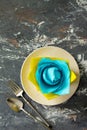 Decorative flower of colored paper napkins. Royalty Free Stock Photo