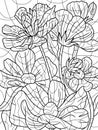 Decorative flower papaver coloring page with pencil line art. Antistress for children and adults. Illustration on white Royalty Free Stock Photo