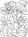 Decorative flower papaver coloring page with pencil line art. Black lines, white background, vector. Royalty Free Stock Photo