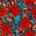 Decorative flowers seamless pattern. Vector stock illustration eps10. Royalty Free Stock Photo