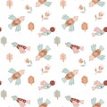 Decorative flying birds. Seamless pattern for childrens textiles, packaging, clothing, fabrics, wallpaper for the