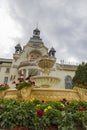 Decorative fountain in front of Sinaia casino