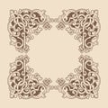 Decorative frame with art ornament. Vector illustration. Vintage design elements corners Royalty Free Stock Photo