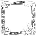 Decorative frame border with flowers and vines Royalty Free Stock Photo