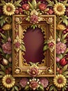Decorative frame, carved reliefs hyper-detailed, AI generated