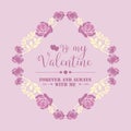Decorative of frame with elegant pink and white floral, for greeting card decor happy valentine. Vector Royalty Free Stock Photo