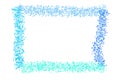 Decorative frame with glitter tinsel of confetti. Glow border of blue stars and dots Royalty Free Stock Photo